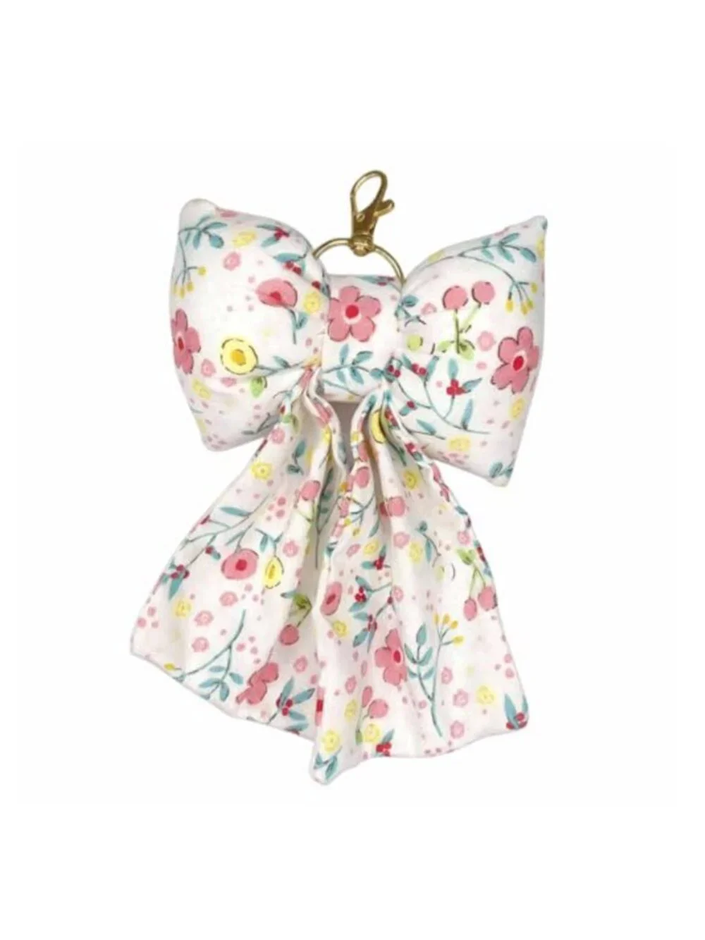 Handmade Puffy Bow Keychain Bag Charm, Cotton & Polyester Purse Accessory